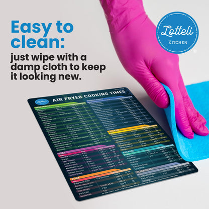 Air Fryer Magnetic Cheat Sheet Set - Air Fryer Accessories Cookbook - As Seen on the Today Show an Easy to Use AirFryer Time Chart Set - Strong Magnet Quick Reference Cooking Guide for Frying (Black)