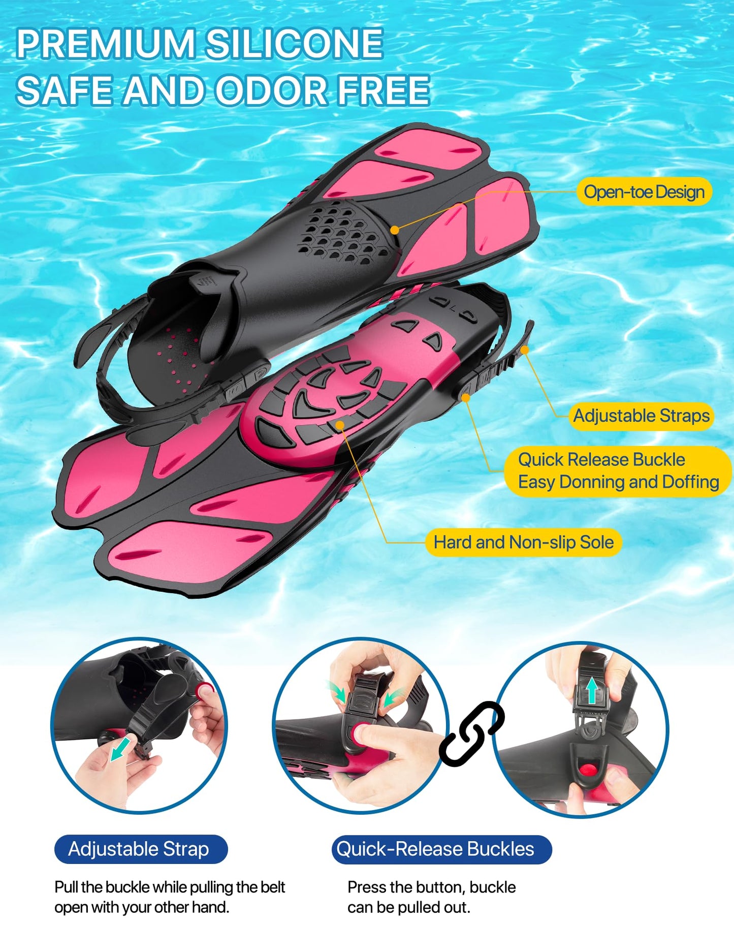 Ubekezele Snorkeling Gear for Adults Men Women,4 in 1 Snorkel Set with Panoramic View Diving Mask Anti-Fog Anti-Leak,Dry Top Snorkel,Fins and Travel Bag for Swimming,Snorkeling and Travel Diving