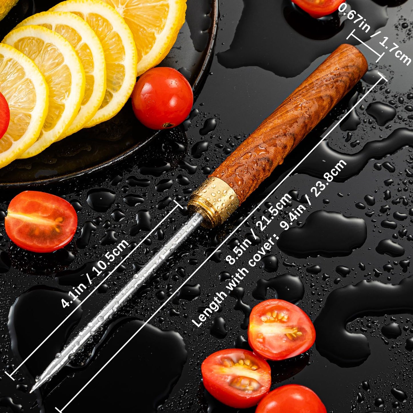 QiBaLee Ice Pick 2Pcs. Ice Picks for Breaking Ice. 9 Inches Length. Secure Wooden Caps and Non-slip Wooden Handles. Easy to Store. For Use in Kitchen Bars Bartender Picnics Camping& Restaurant