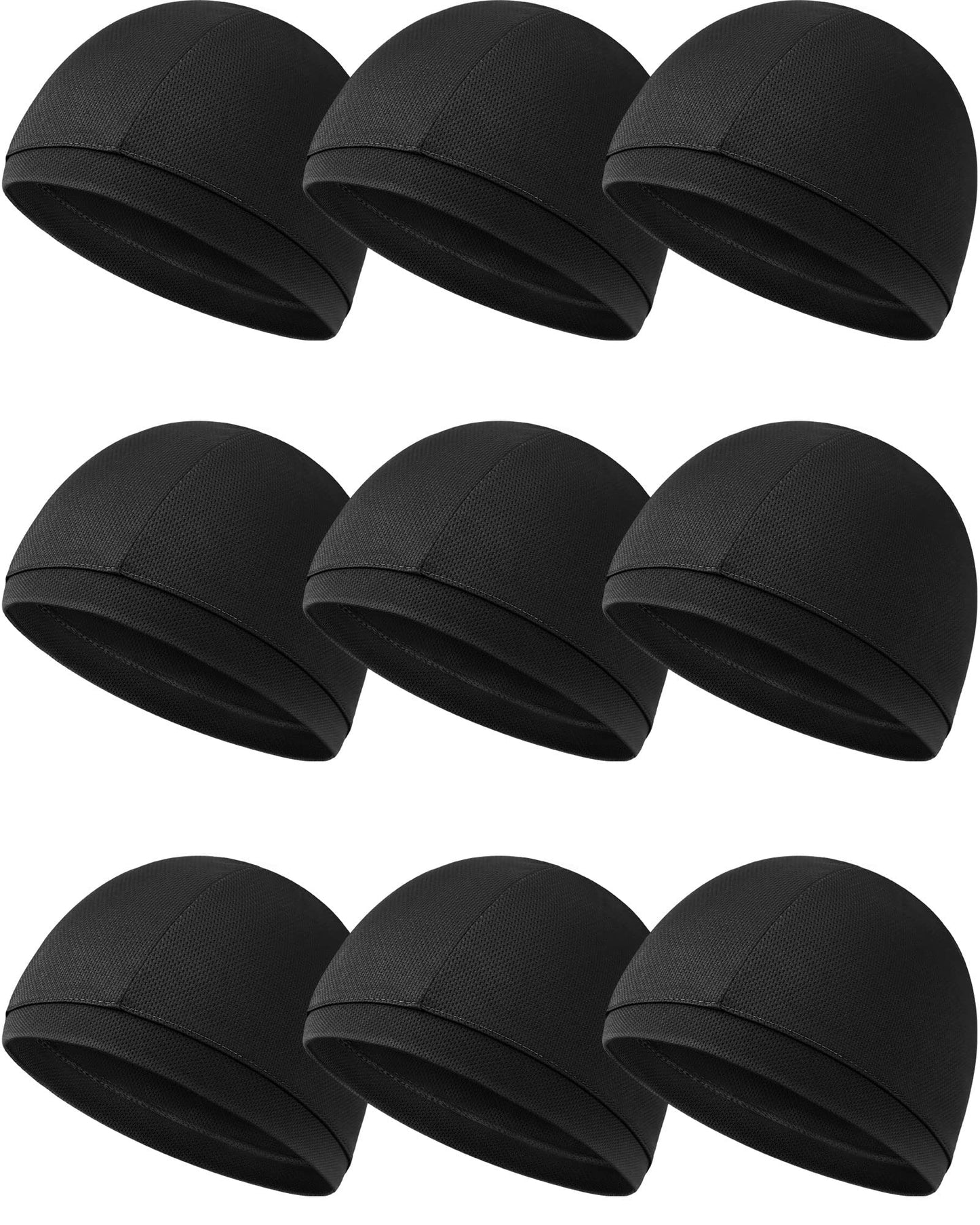 9 Pcs Cooling Skull Cap Camo Liner Sweat Wicking Cap Lightweight Cycling Cap Running Head Cap for Men Women (Black)