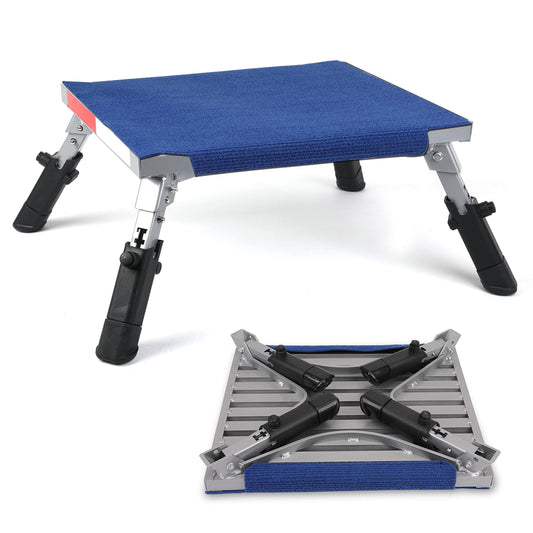 PR1ME Safety RV Steps, 19" x 14.5" Extra Large RV Step Stool with Glow, Camper Step Stool, Non-Slip Folding Step Stool and Ladder for RV, with 100% Polyester Step Rug RV Stair Cover, Up to 600lbs