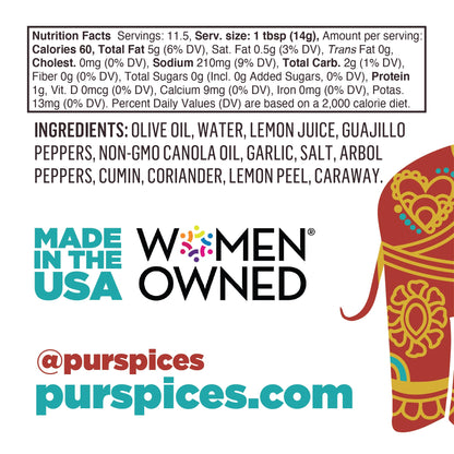 PUR Spices Original Spicy Harissa Paste I Hot Sauce for Cooking and Dipping I Spicy Chili Pepper and Garlic Paste | Middle Eastern Inspired | Plant Based, Gluten Free, No Sugar Added, Preservative and Additive Free I 6oz Jar