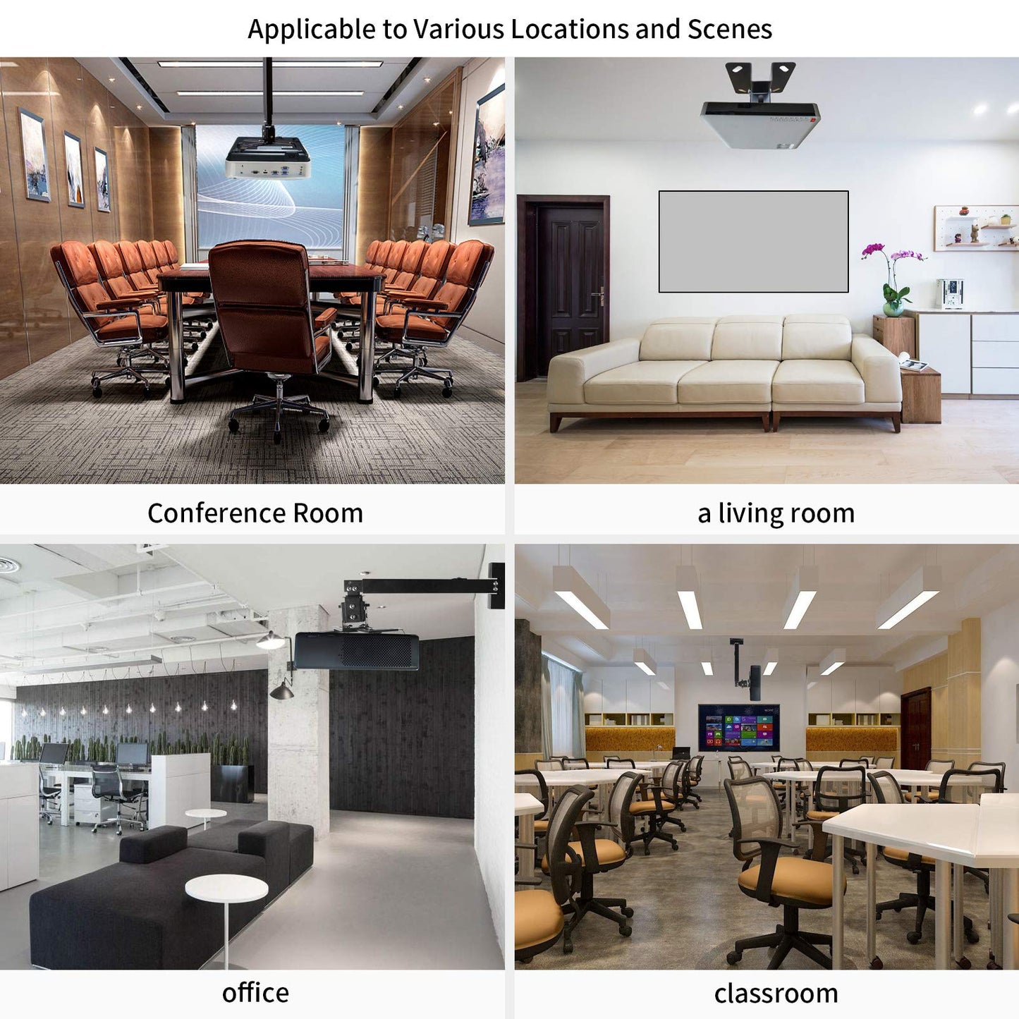 Tonalee Projector Mount Wall or Ceiling Projection Mount Bracket with Adjustable Height and Extendable Arms Mounts for Home and Office Projector