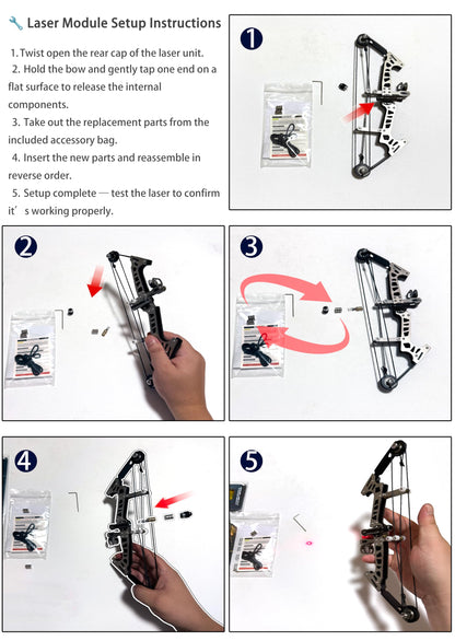 Archery Bow Set Laser Compound Bow Stainless Steel Training Bow Outdoor Sports Hunting Cool Stuff Professional Competition （Black）