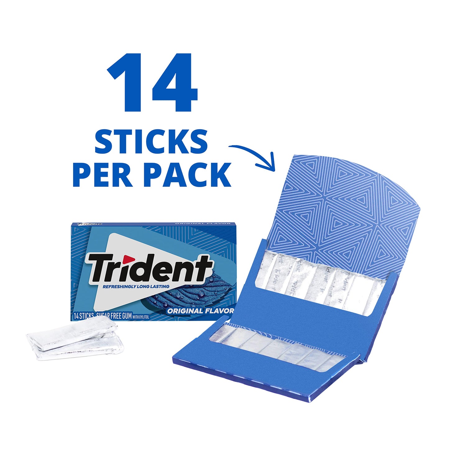 Trident Original Flavor Sugar-Free Chewing Gum, 14 Pieces (Pack of 24) (336 Total Pieces)