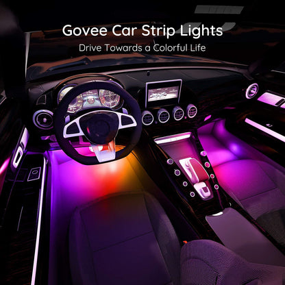 Govee Car Lights, Smart RGBIC Interior Car Lights with APP, Remote Control, LED Lights for Car Decor, DIY Mode and Multiple Scene Options, 2 Lines Design 72 LED Lights for Car