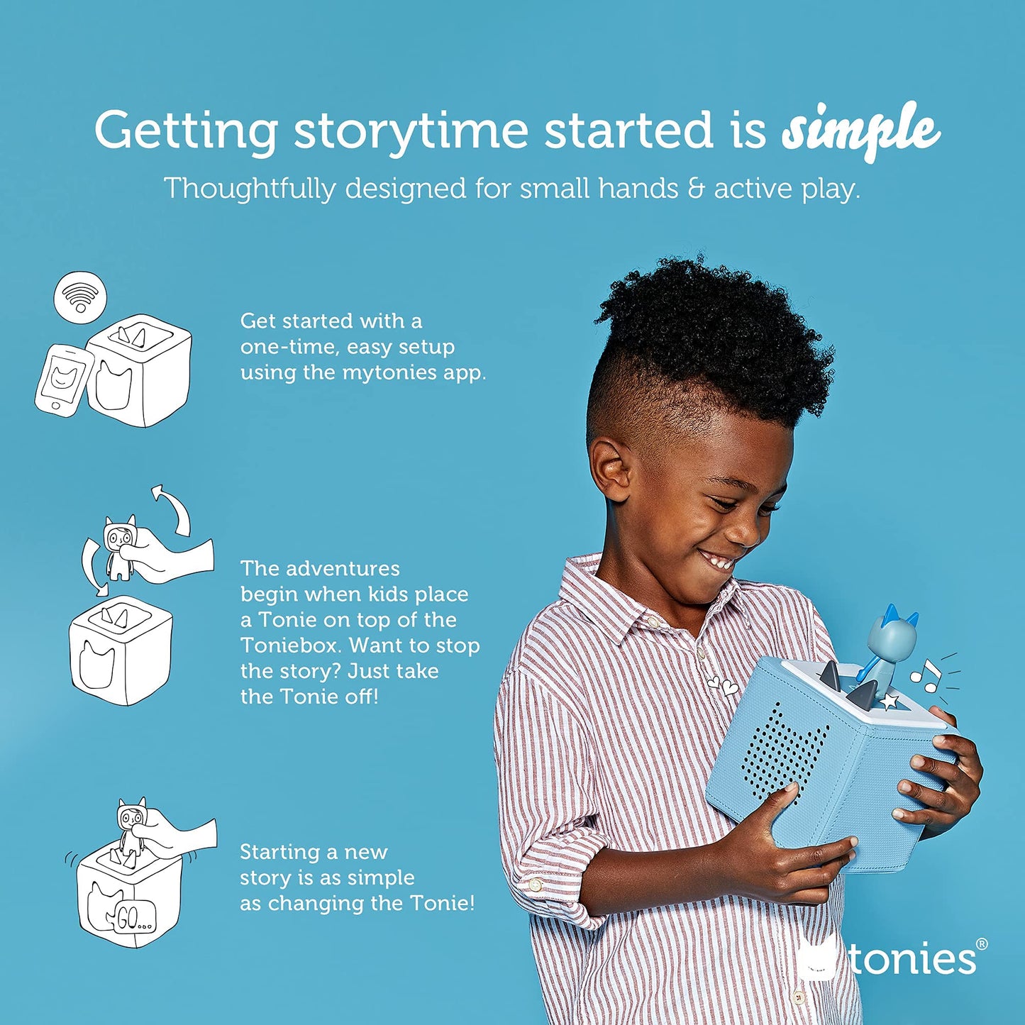 Toniebox 1 Audio Player Starter Set with Playtime Puppy - Listen, Learn, and Play with One Huggable Little Box - Light Blue