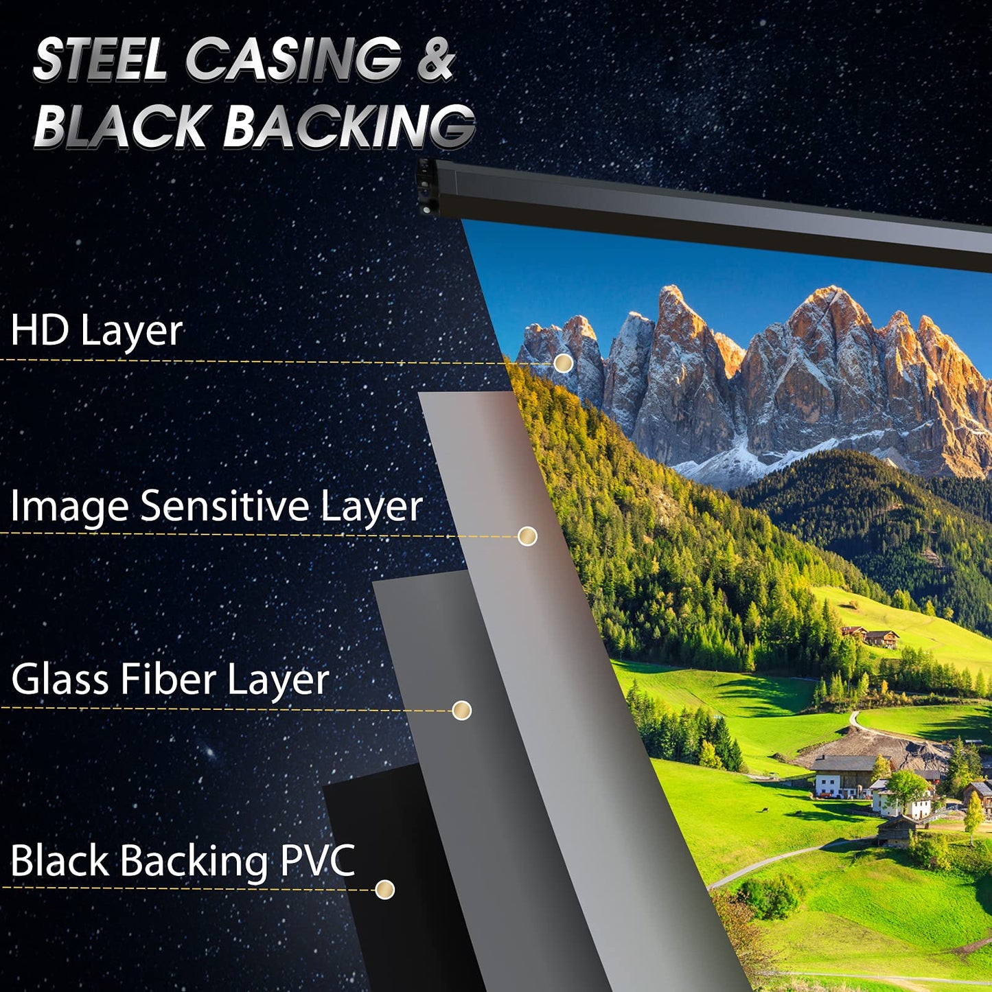 Aoxun 120" Motorized Projector Screen - Indoor and Outdoor Movies Screen 120 inch Electric 4:3 Projector Screen W/Remote Control