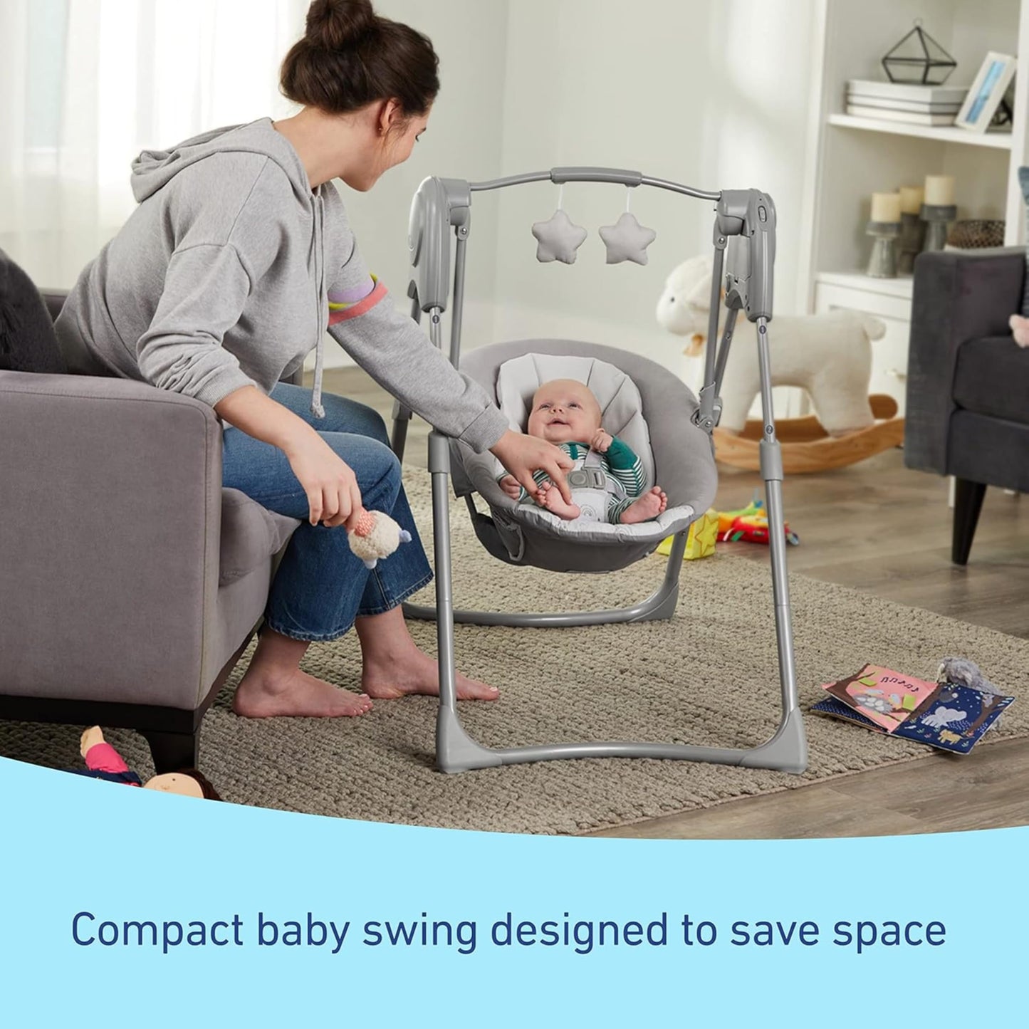 Graco Slim Spaces Compact Baby Swing, Reign