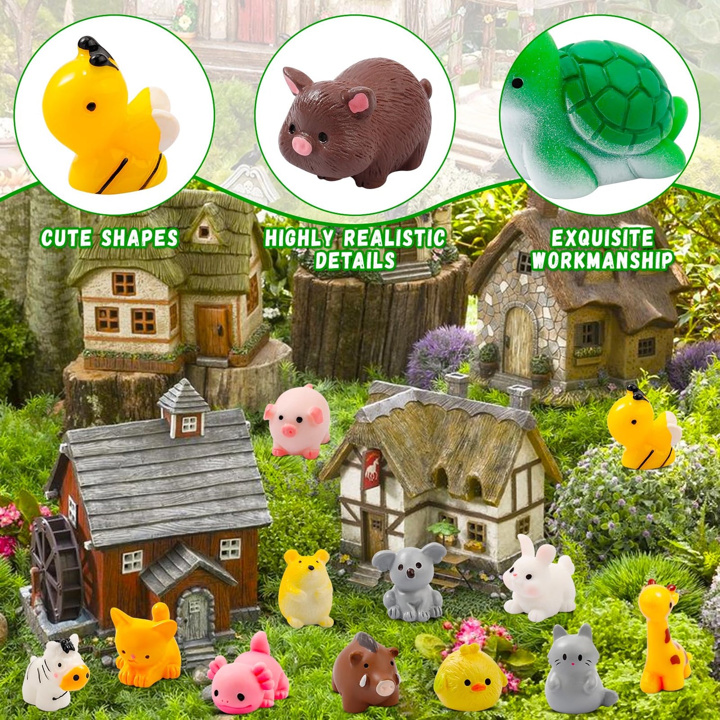 ywevyezc 42 Pcs Mini Resin Animals 42 Styles Resin Animals Figurines Bulk for Fairy Garden Miniature Dollhouse Accessories Hide Crafts Decor