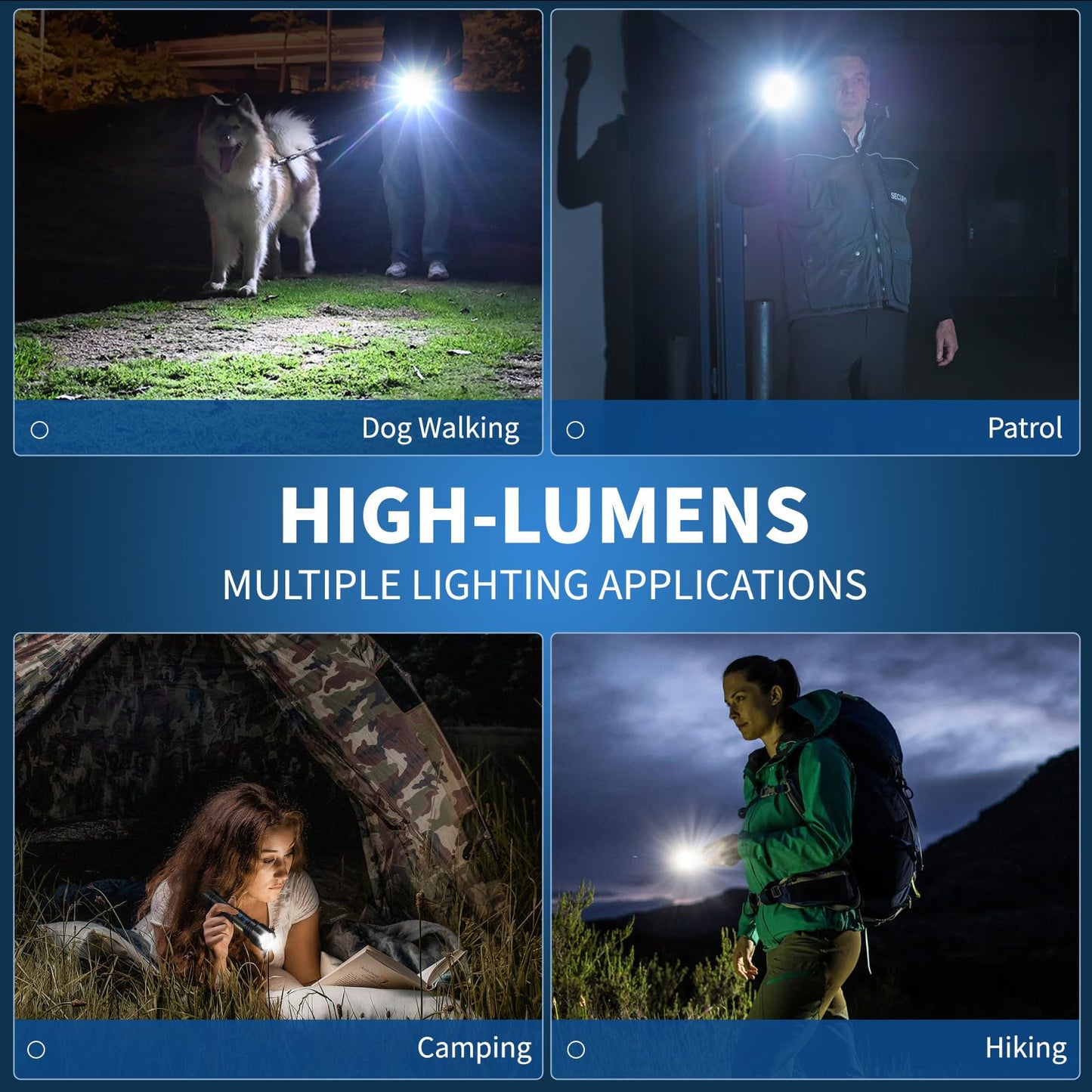 Sigoobal Rechargeable Flashlight, High Lumens Super Bright Flash Light, 7 Modes with COB Work Light, IPX6 Waterproof, Powerful Handheld LED Flashlights for Home Camping Hiking