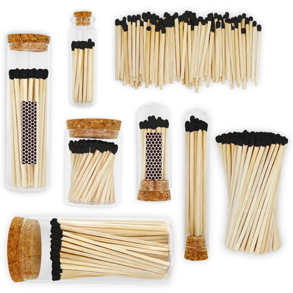 2" Artisan Black Tip Matches | 100 Bold Black Tip Safety Matchsticks with Strikers by Thankful Greetings | Great for Home Décor, Candle Lovers, & Crafts | Decorative Candle Accessories