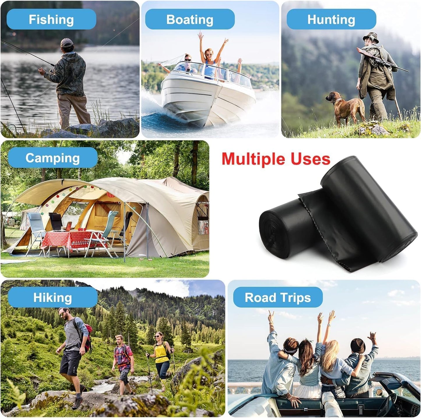 80 Portable Camping Toilet Bags, Biodegradable Porta Potty Bucket Toilet Bags, 8 Gallon Compostable Thickened Trash Garbage Bags