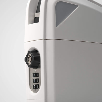 SAFEGO Portable Indoor/Outdoor Lock Box Safe with Key and Combination Access (Compact, White)