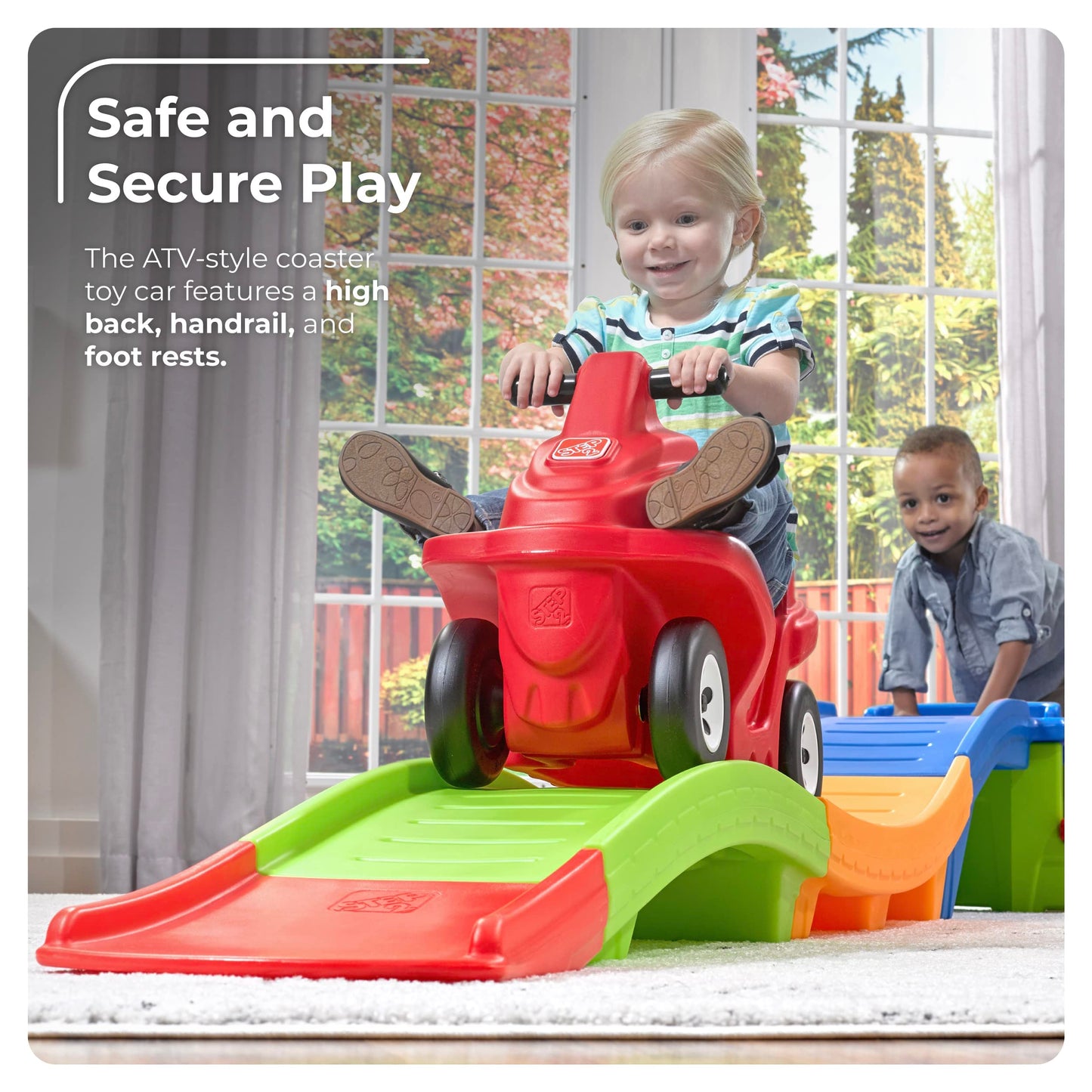 Step2 Up & Down Roller Coaster Kids Ride On Toy, Push Car, Indoor/Outdoor Playset, Made of Durable Plastic, Max Weight 50 lbs., For Toddlers 2-5 Years Old, Multicolor