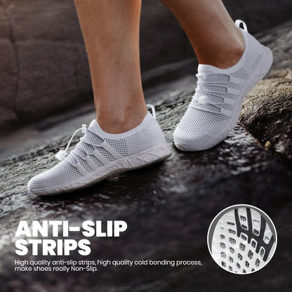 SEEKWAY Mens Womens Water Shoes Quick Dry Aqua Shoes Barefoot for Beach Surf Hiking Pool Water Sports AD051 White