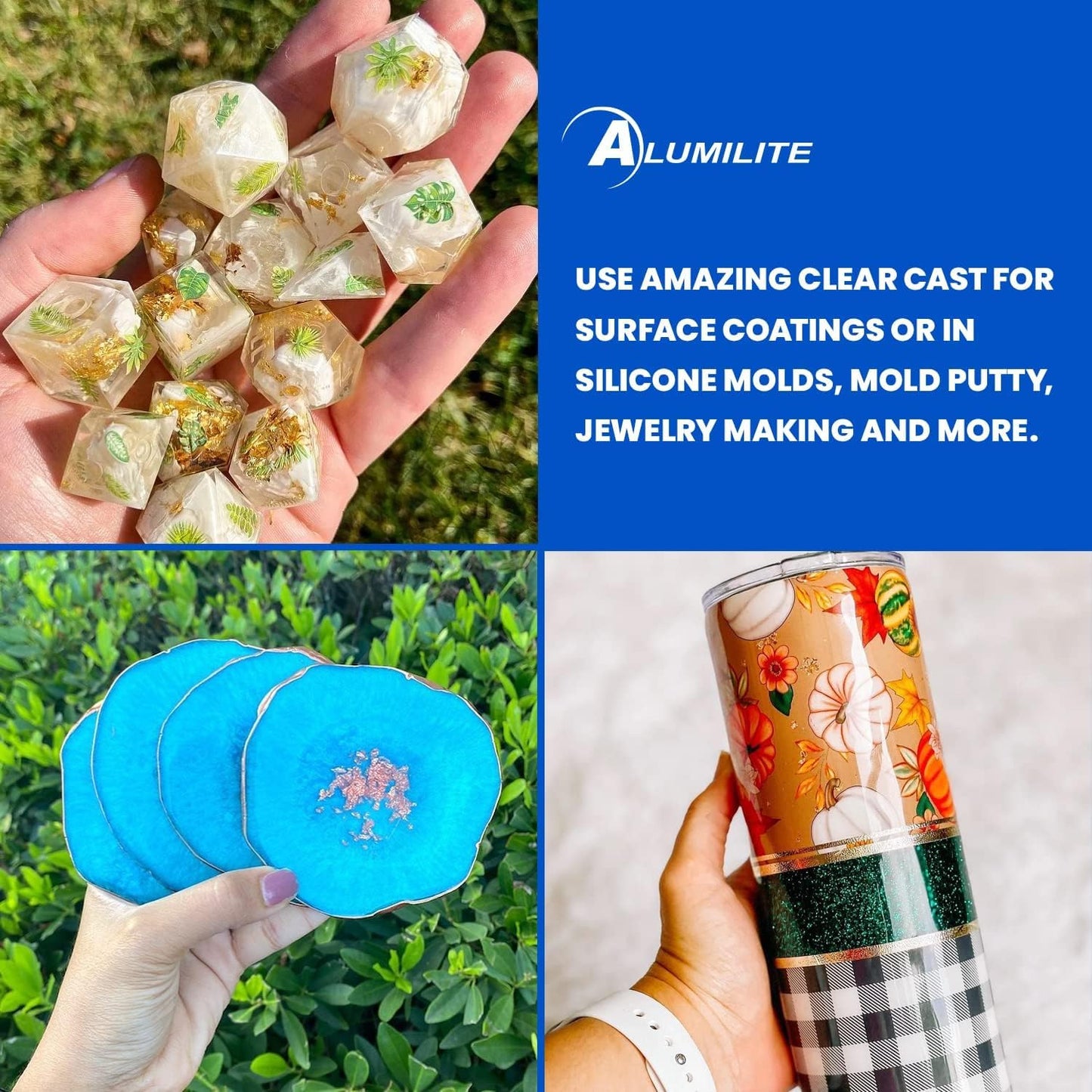 Alumilite Amazing Clear Cast Epoxy Resin Kit (2 Gal) Food Safe, Crystal Clear, High-Gloss Finish – Perfect for Countertops, Encapsulation, Coatings, Castings, Jewelry, Art, and Other DIY Projects