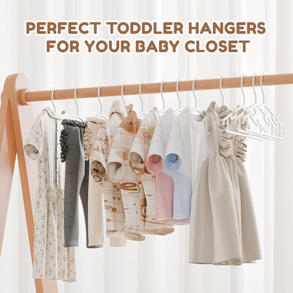 VILICK Kids Plastic Hangers, Baby Clothes Hangers for Closet 50 Packs Non-Slip Toddler Hangers for Infant Child Clothing, Small Children, for Pants Coats Skirts (White)