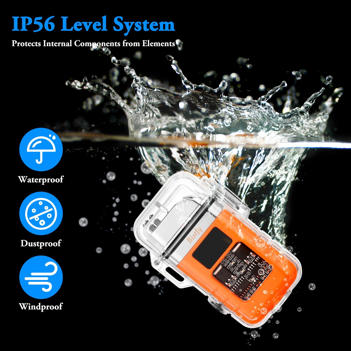 Bistfy Electric Lighter With Digital Display and Flashlight - Type C Rechargeable USB, Plasma Arc, Waterproof and Windproof Flameless Cool for Camping, Hiking, Outdoor Activities