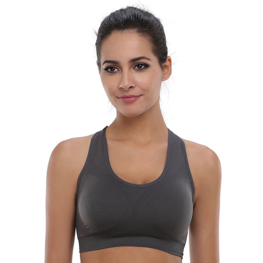 BAOMOSI Women's Seamless Racerback Sports Bra High Impact Support Yoga Gym Workout Fitness Dark Gray XL