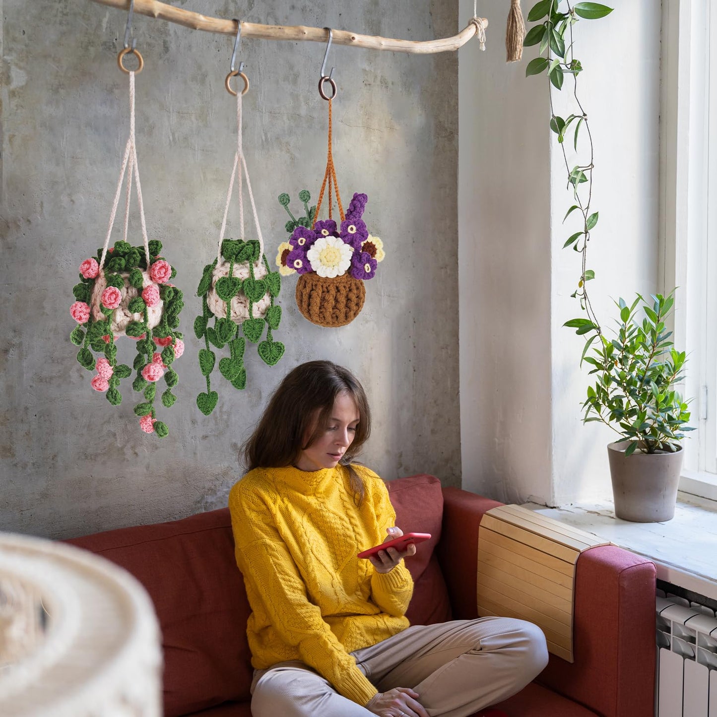 Crochetta Beginner Crochet Kit with Step-by-Step Video Tutorials, Learn to Crochet for Adults & Kids, Knitting Craft Supplies, Hanging Plants Home Decor (40%+ Yarn)