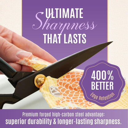 Professional 9 Inch Sewing Scissors for Fabric Cutting - Ultra Sharp, Heavy Duty Fabric Shears for Smooth, Precise Cuts on All Fabrics and Leather, for Tailors, Dressmakers, Crafters, and Artists