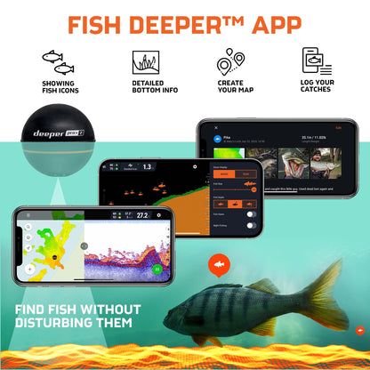 Deeper PRO+ 2 Sonar - Portable Fish Finder and Depth Finder for Kayaks, Boats and Ice Fishing with GPS Enabled | Castable Deeper Sonar with Free User Friendly App