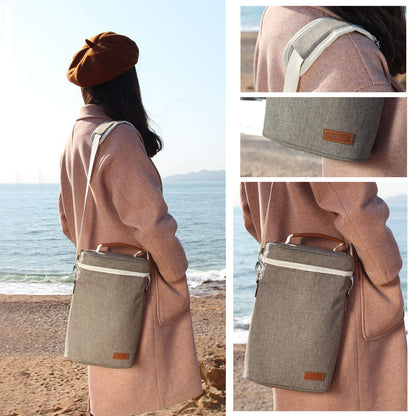 ZORMY 2 Bottle Insulated Wine Carrier Bag for Travel, Wine Carrier Tote Cooler Bag with Shoulder Strap & Corkscrew Opener, Perfect Wine Lover's Gift, Great for Picnics and Outdoor Entertaining