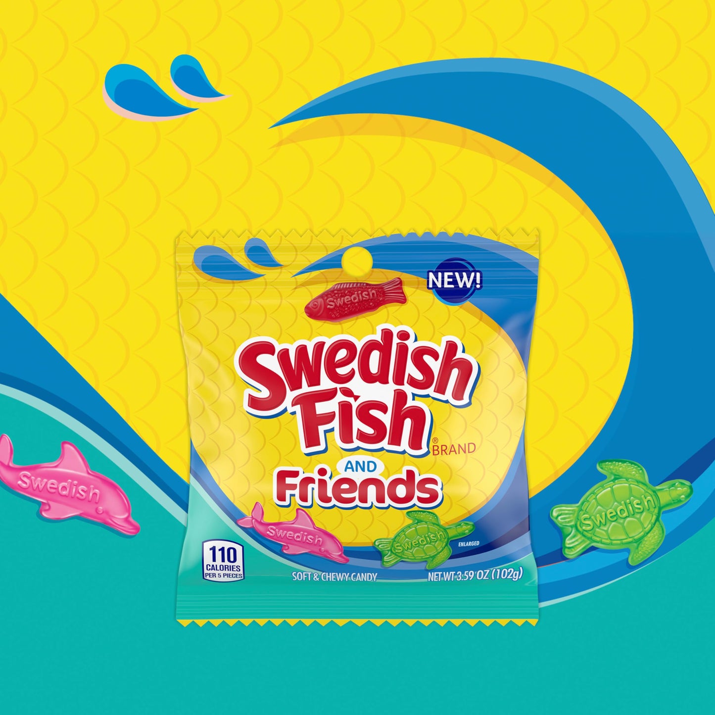 SWEDISH FISH and Friends Soft & Chewy Candy, Bulk Candy, 12-3.59 oz Bags