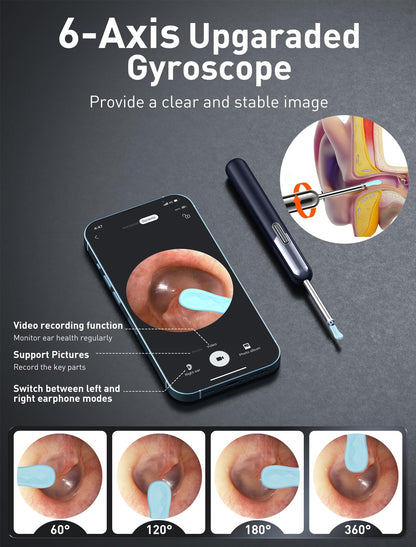 Ear Wax Removal - 3 in 1 Wireless WiFi Rechargeable Ear Cleaner, FSA Eligible Items Only List, 1080P HD Camera Lens & 7 Pcs Ear Set, Ear Cleaning Kit with 15 Replacement Tips, Blue