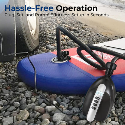 SereneLife Inflatable Paddle Board Pump Compressor - 16PSI High Pressure SUP Inflator - 12V DC Car Connector - Electric Air Pump for Paddle Boards, Boats, Rafts, Pool Toys, Water Sports