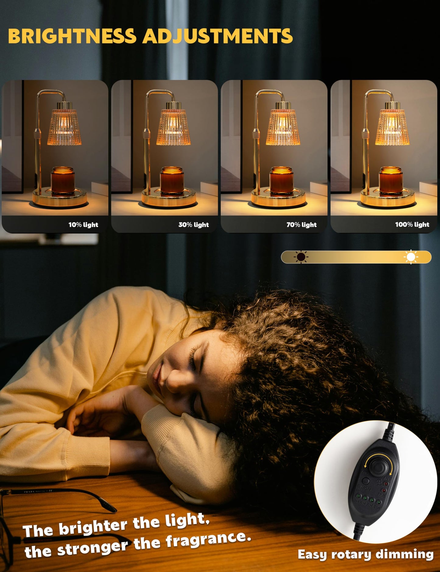 GODONLIF Candle Warmer Lamp with Timer Dimmable, Birthday Gifts for Women Mom, House Warming Gifts New Home Decor, Wax Melt Warmer for Jar Candles with 2 Bulbs