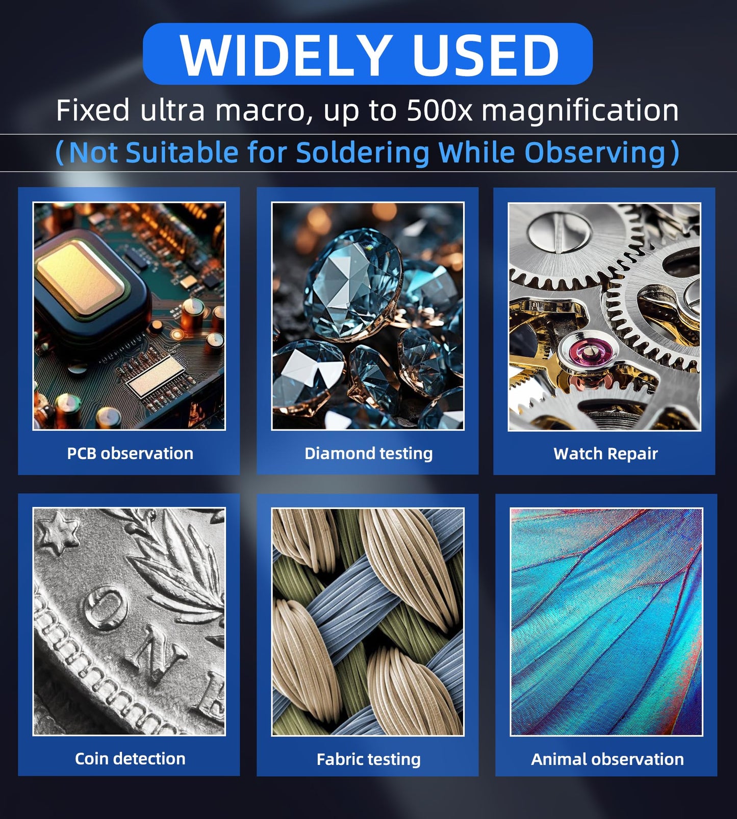 T TAKMLY Magnifying Glass with Light Portable Handheld USB Digital Microscope Macro Camera 2.0 inch IPS Color Screen Fixed Focus, 200w Pixel, 500x Magnification, Compatible with Windows, Mac OS