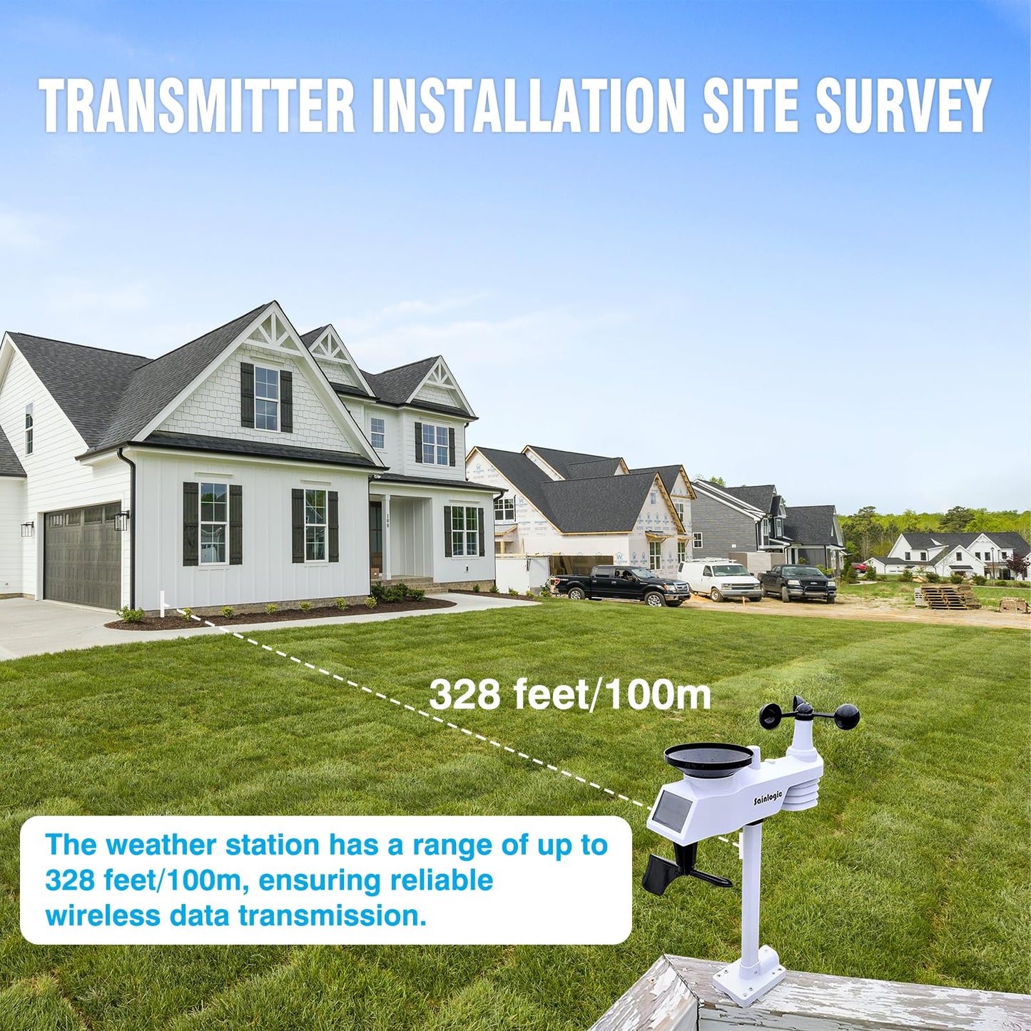 Sainlogic Wireless Weather Station with Outdoor Sensor, 8-in-1 Weather Station with Weather Forecast, Temperature, Air Pressure, Humidity, Wind Gauge, Rain Gauge, Moon Phrase, Alarm Clock (No WiFi)