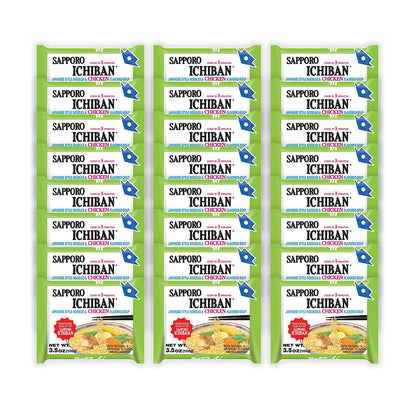 [SAPPORO ICHIBAN] Ramen Noodles, Chicken Flavor, No. 1 Tasting Japanese Instant Noodles (3.5 Oz./ 99.2 g) | 24 Pack
