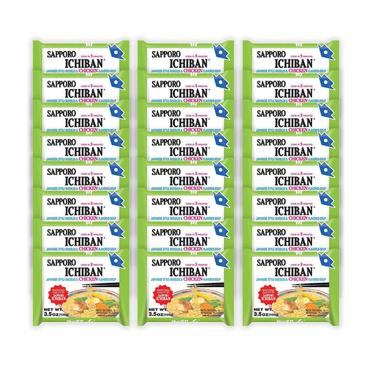 [SAPPORO ICHIBAN] Ramen Noodles, Chicken Flavor, No. 1 Tasting Japanese Instant Noodles (3.5 Oz./ 99.2 g) | 24 Pack