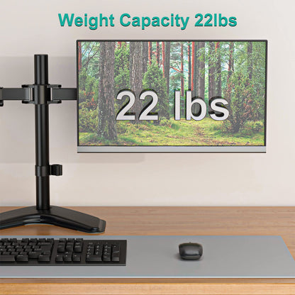WALI Dual Monitor Stand for Desk, Monitor Stands for 2 Monitors up to 27 inch, Dual Monitors Mount Fits up to 22lbs, Free Standing Full Motion Dual Monitors Arm for Desk (MF002), Black
