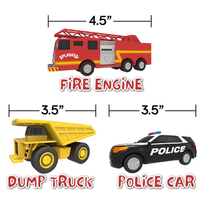 SplashEZ Mold Free Baby Bath Toys, No Hole Bath Toys for Toddlers, Bathtub Cars Set for Kids Ages 1-3, No Mold Floating Water Vehicles Set for Pool, BPA-Free, Safe, Fun, Infant Ages 1 3 6 12 18 Months