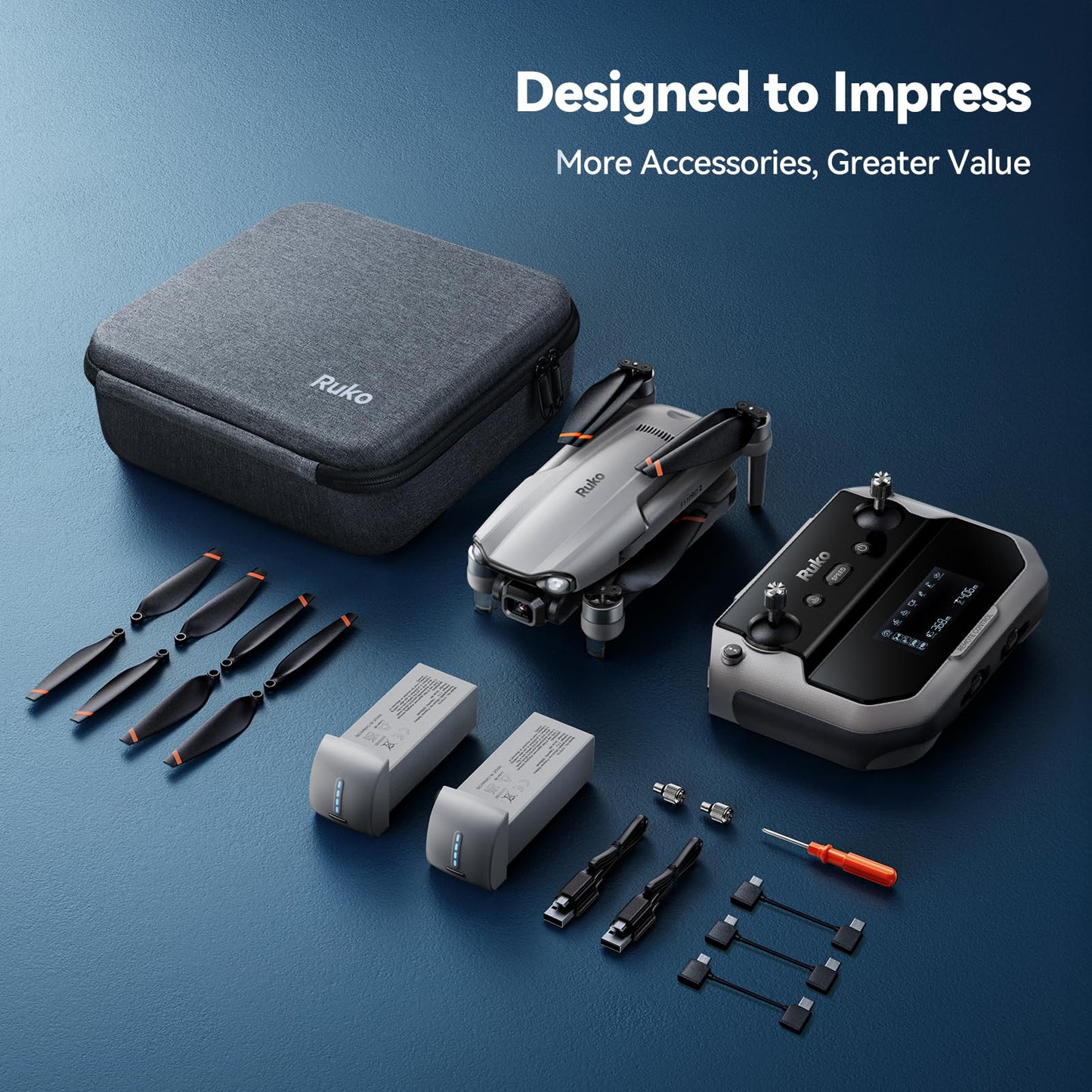 Ruko F11PRO 2 Drone with 6K Camera for Adults, 3-Axis Gimbal, 4K/30fps Video, 70-Min Flight Time with 2 Batteries, 10000ft FPV Transmission Professional Drone, Auto Return, Beginner Mode