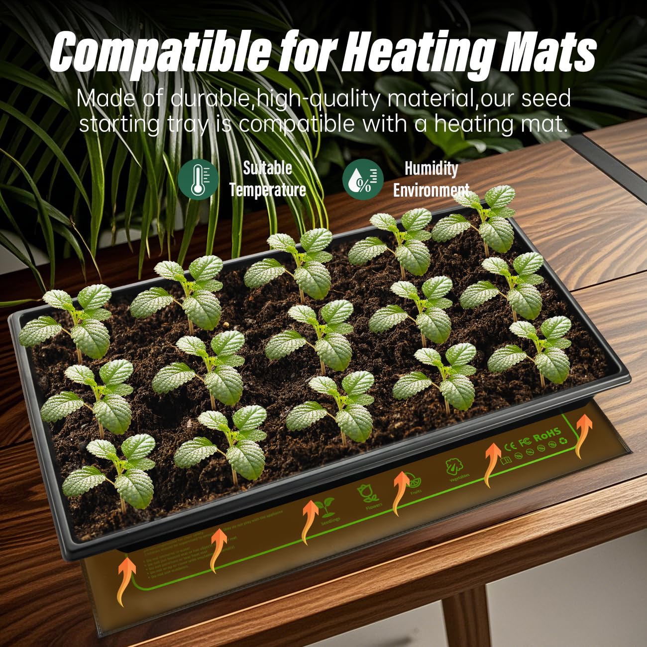 RooTrimmer Seed Starter Kit - 10 Pack 1020 Seed Trays with 2 Seedling Heat Mats for Plants (10"x20.5"), Complete Seed Germination Kit for Indoor Gardening, Greenhouse Accessories Gardening Gifts