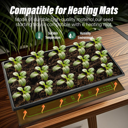 RooTrimmer Seed Starter Kit - 10 Pack 1020 Seed Trays with 2 Seedling Heat Mats for Plants (10"x20.5"), Complete Seed Germination Kit for Indoor Gardening, Greenhouse Accessories Gardening Gifts
