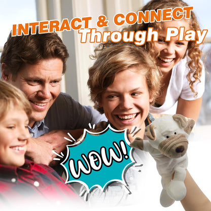 Easfan Puppy Hand Puppet Soft Animal Plush Toy with Movable Mouth Interactive Storytelling Cute Dog Toys Creativity and Imagination Christmas Birthday Gifts for Toddlers Kids,12.5''