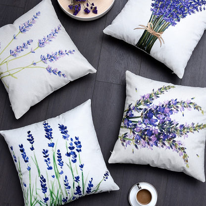 Songtec Decorative Throw Pillow Cover 18x18, Lavender Flower Garden Outdoor Patio Pillow Cushion Cases for Couch, Porch, Sofa, Bed (Insert Not Included) – Lavender