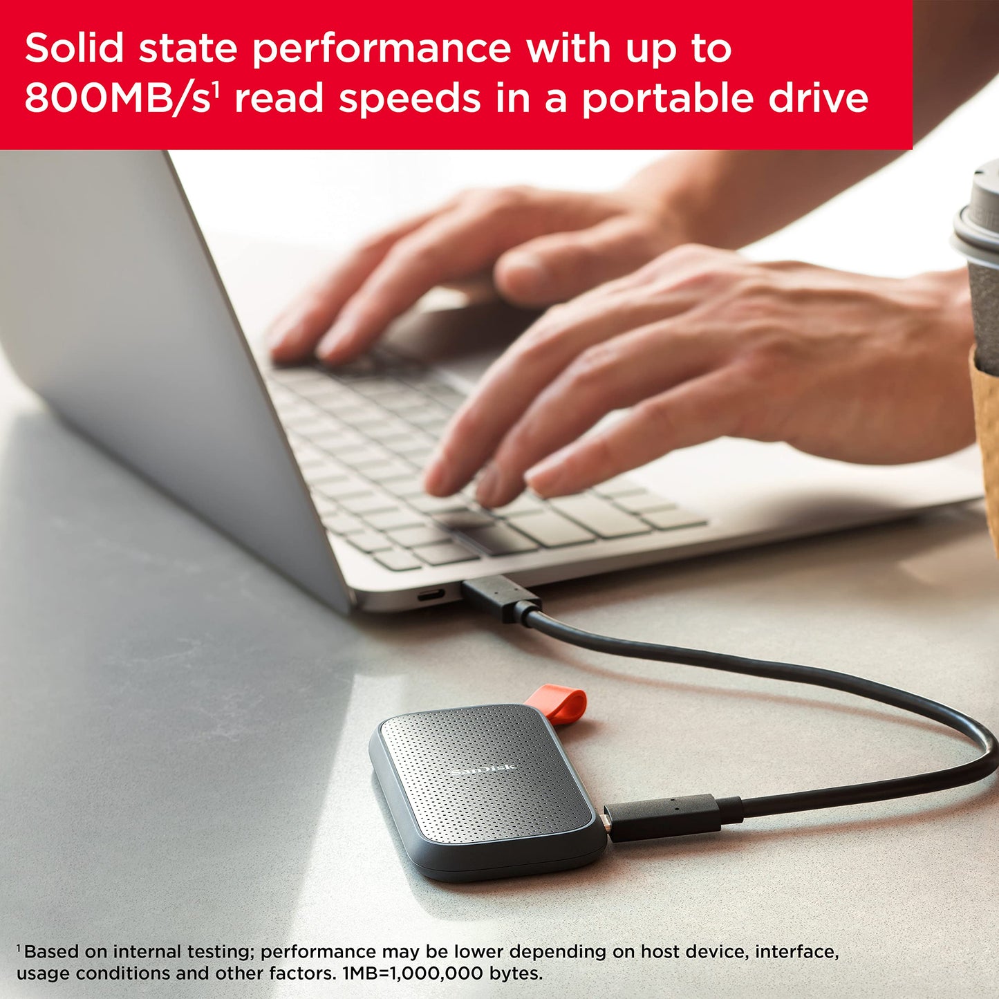 SanDisk 2TB Portable SSD - Up to 800MB/s, USB-C, USB 3.2 Gen 2, Updated Firmware - External Solid State Drive - SDSSDE30-2T00-G26