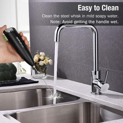 SIMPLETaste Milk Frother Handheld Battery Operated Electric Foam Maker, Drink Mixer with Stainless Steel Whisk and Stand for Cappuccino, Bulletproof Coffee, Latte