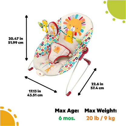 Bright Starts Portable Baby Bouncer Soothing Vibrations Infant Seat with Removable-Toy-Bar, 0-6 Months 6-20 lbs (Playful Pinwheels)
