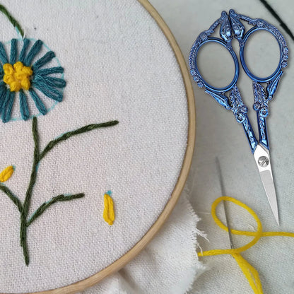 YOUGUOM Embroidery Scissors, Small Sharp Pointed Detail Shears for DIY Craft Needlework Yarn Sewing Cross Stitch Thread Cutting Handicraft Tool, 4.6in Blue Little Bird
