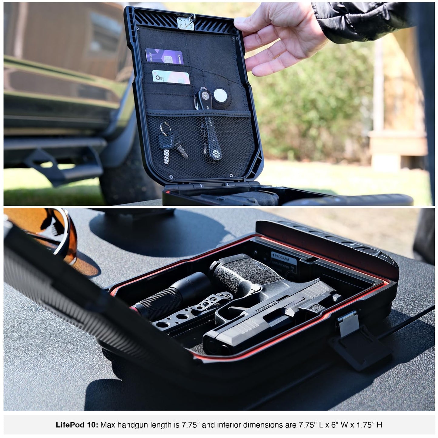 VAULTEK LifePod Secure Waterproof Travel Case Rugged Electronic Lock Box Travel Organizer Portable Handgun Case with Backlit Keypad (Covert Black) (Biometric)