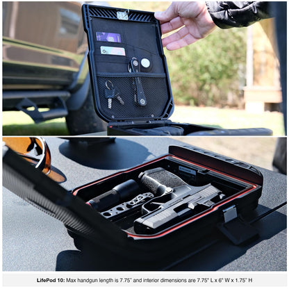 VAULTEK LifePod Secure Waterproof Travel Case Rugged Electronic Lock Box Travel Organizer Portable Handgun Case with Backlit Keypad (Covert Black) (Biometric)