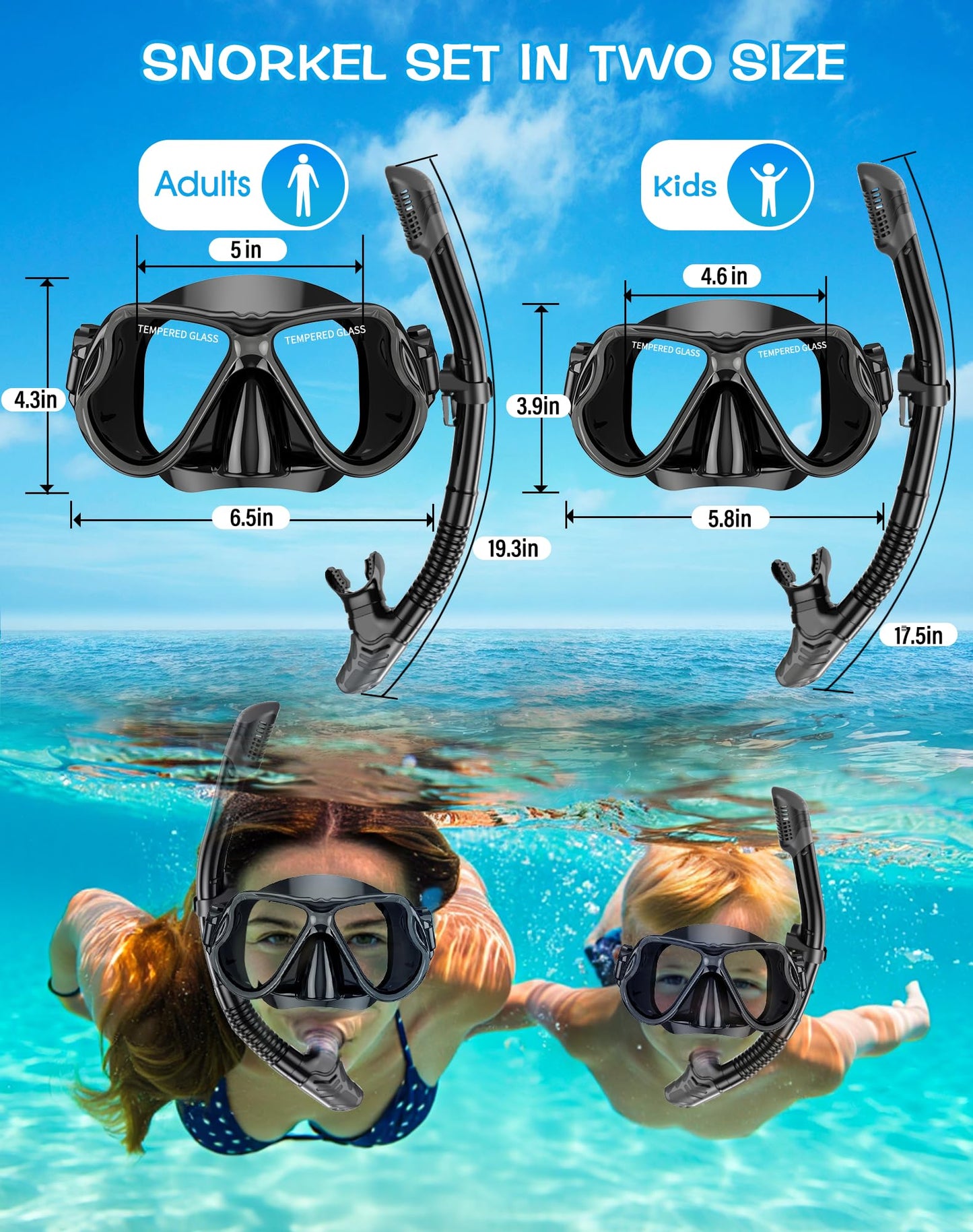 Greatever Dry Snorkel Set,Panoramic Wide View,Anti-Fog Scuba Diving Mask,Professional Snorkeling Gear for Adults